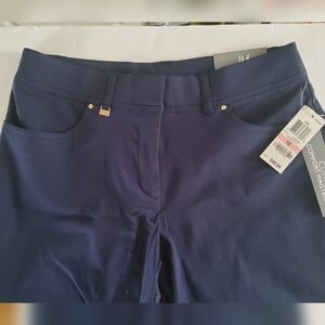 JM Collection Navy Blue Curvier Fit Comfort Waistband Pants